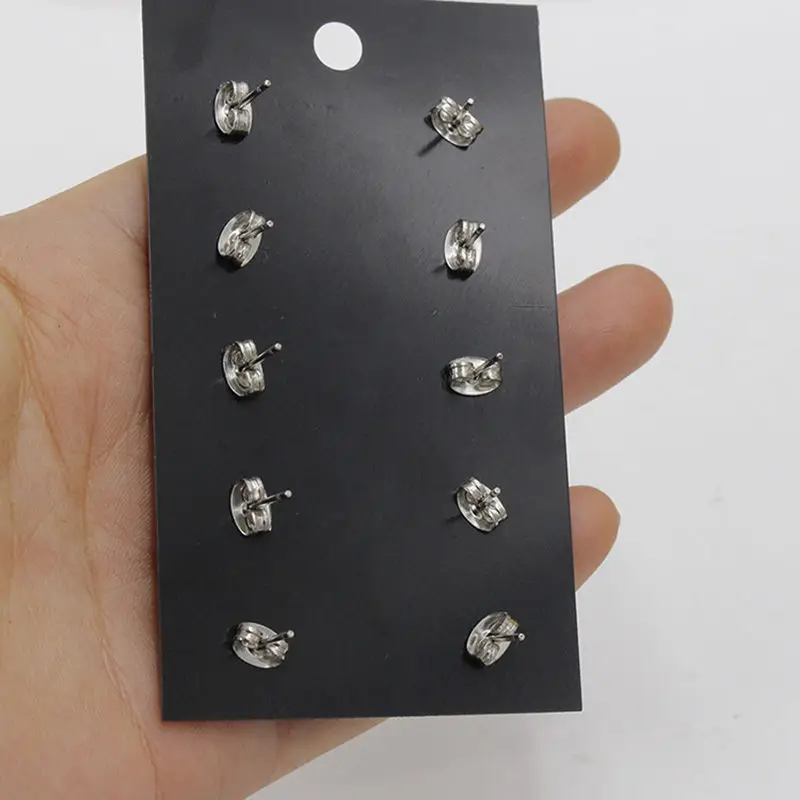 5 пар модные серьги гвоздики из нержавеющей стали с кабошонами диаметром 12