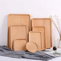 wood serving plate rectangular round coffee tea serving tray japanese style fruit bread cake snack platter tray party dinner