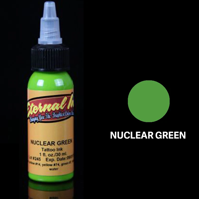 nuclear green Макияж Перманентная Татуировка набор чернил пигмент pigmentos цвет татуировки tinta tatuaje чернила для татуировки encre tatouage динамические чернила - Color: nuclear green