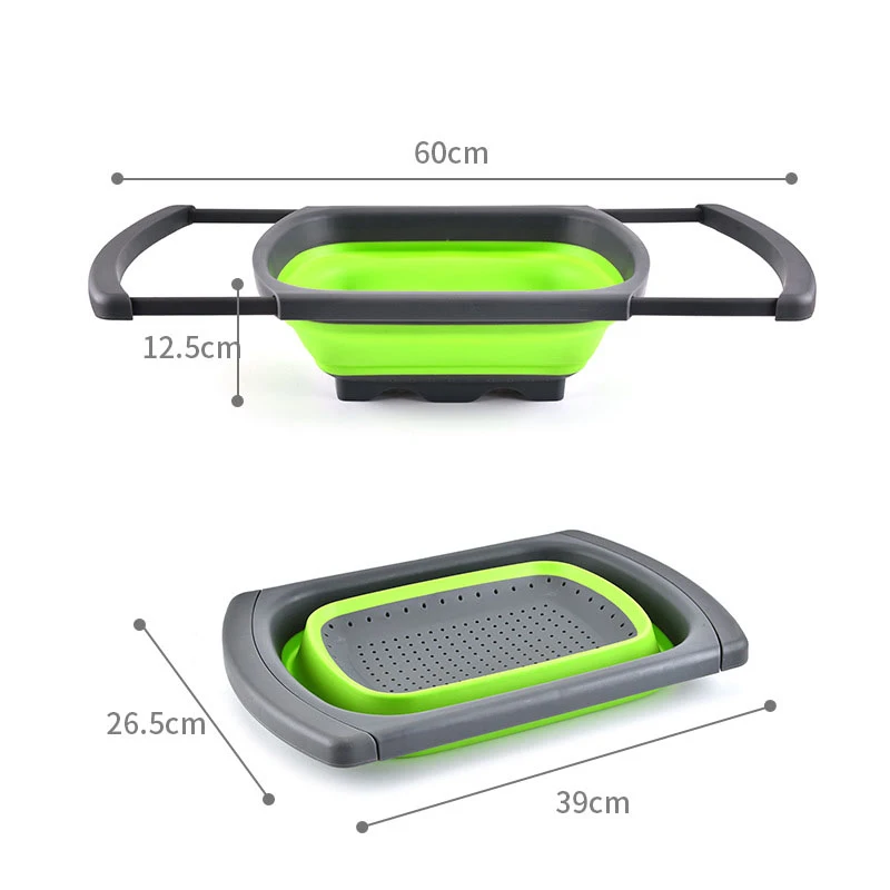 

Rectangular Folding Filtration Basket Telescopic Fruit Baskets Wash Basket Fruits Vegetable Water Basketful Kitchen Gadgets