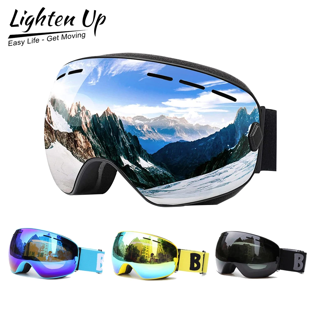 

Очки Lighten Up 2021 для катания на лыжах и сноуборде, сферическая маска UV400, очки для катания на лыжах для мужчин и женщин, очки с большим зрением дл...