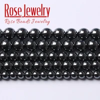 aaaaa smooth black hematite round loose beads natural stone beads for jewelry making diy bracelets accessories 4 6 8 10 12mm 15