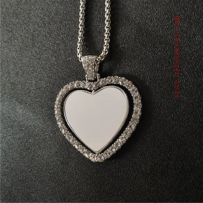 Сублимационное ожерелье с подвеской в форме сердца двусторонняя печать горячей