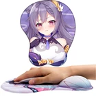 Привлекательный коврик для мыши Keqing, 3D силиконовый коврик для мыши, подставка для запястья, креативная мышь Genshin Impact Keqing, реквизит для косплея