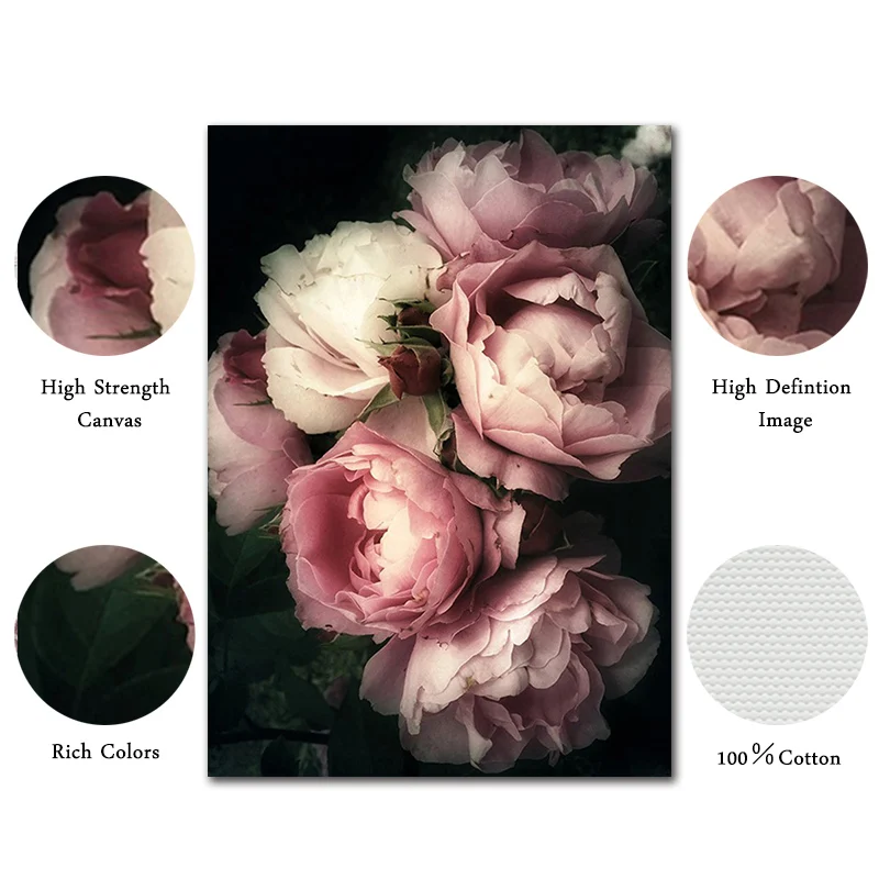 ВИНТАЖНЫЙ ПЛАКАТ Цветы Роза холст Картина Настенная художественная фотография пиона черная Художественная печать настенные картины для гостиной домашний декор
