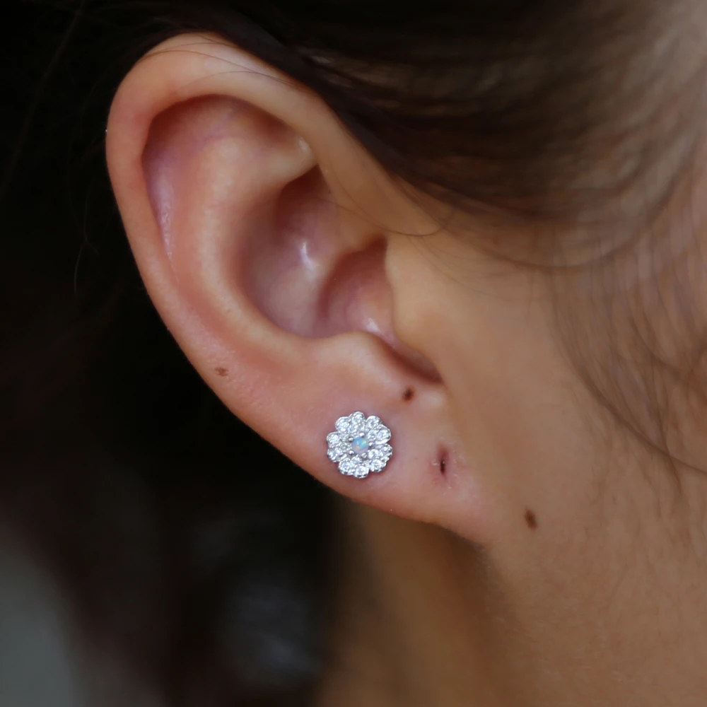 Женские серьги гвоздики из серебра 100% пробы с фианитом|Серьги-гвоздики| |