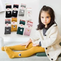 girls pantyhose spring and autumn combed cotton embroidered baby leggings white hemp childrens dance socks
