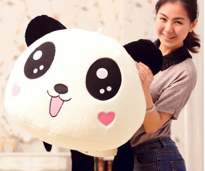smile panda 45 см/55 см милый мультфильм панда плюшевые игрушки улыбка Панда подушка кукла с сердечками на лице для детей подарок для девочек - Цвет: smile panda