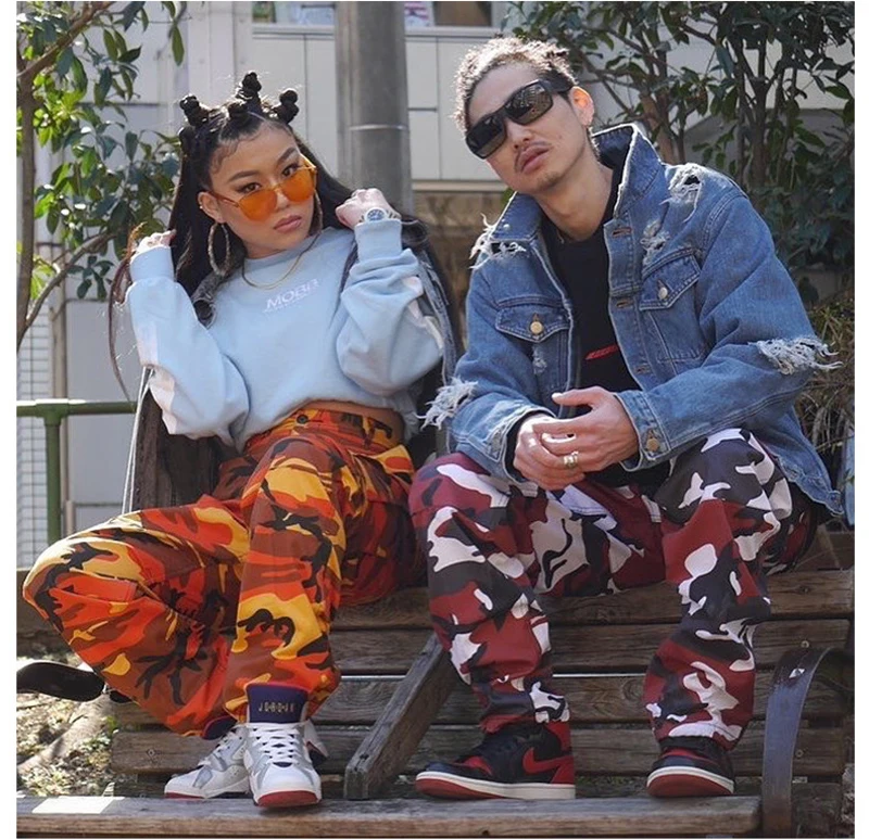 

Fashion Camping Hiking Pants Men Women Camouflage Cargo Pants Baggy Tactical Trouser Cotton Fashion Hip-Hop Sweatpants 7 Color