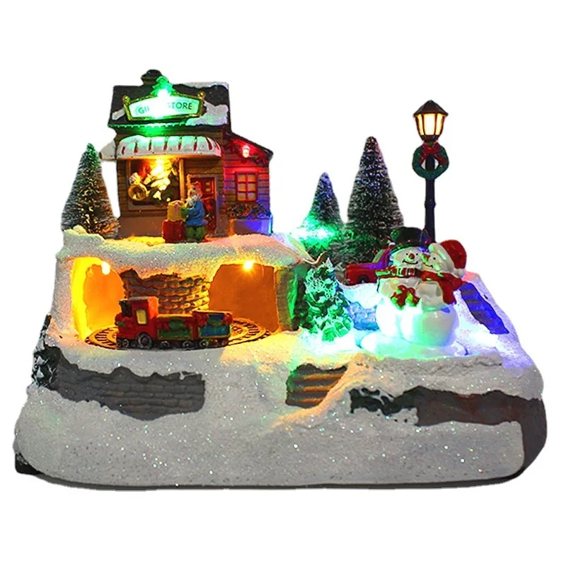 

2021new Christmas luminous music small house Christmas decorations resin crafts ornaments European igloo navidad christmas gift