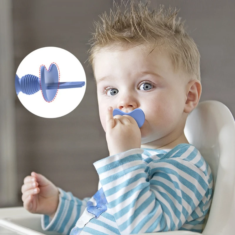 

Baby Spoon Fork Set Silicone Teether Toys Anti-slip Learning Training Utensils