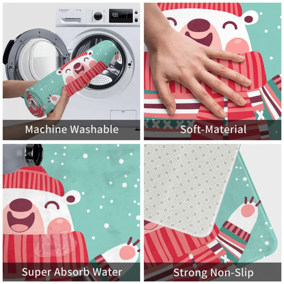 Коврики для дверей Рождественский милый коврик с белым медведем входа в