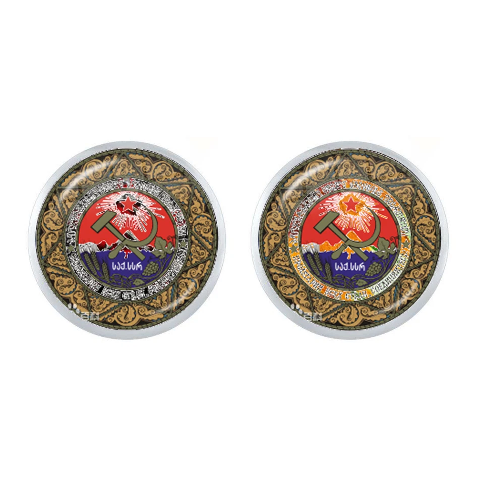 Серьги-гвоздики женские 12 мм из стекла с кабошоном | Украшения и аксессуары