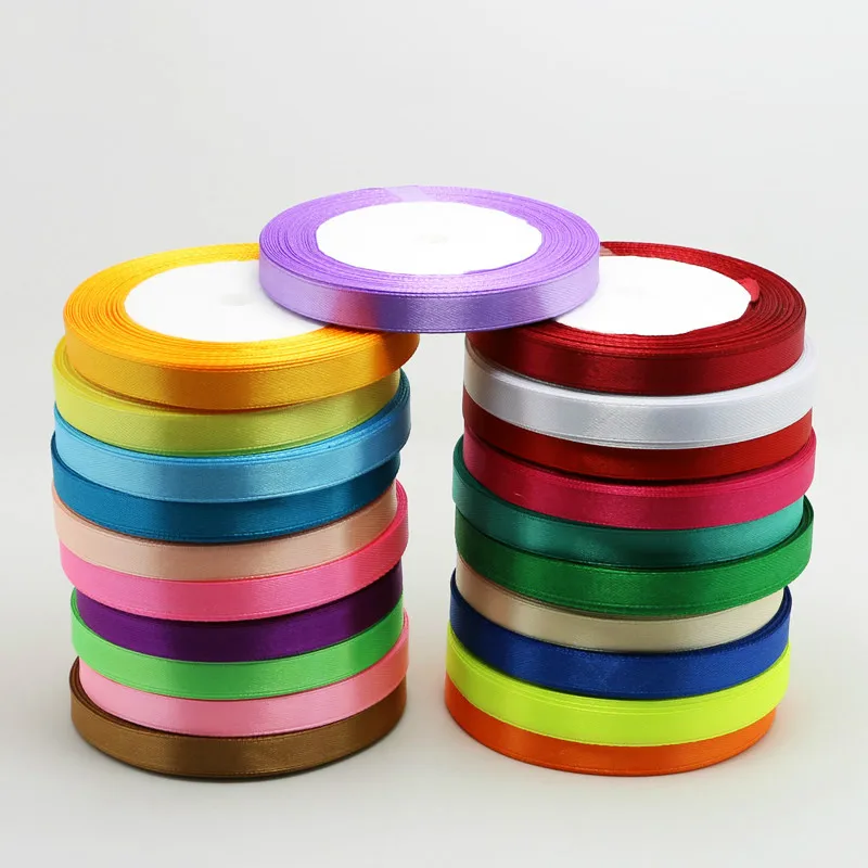 Лидер продаж 10 мм 25 ярдов желтая шелковая атласная лента для рукоделия