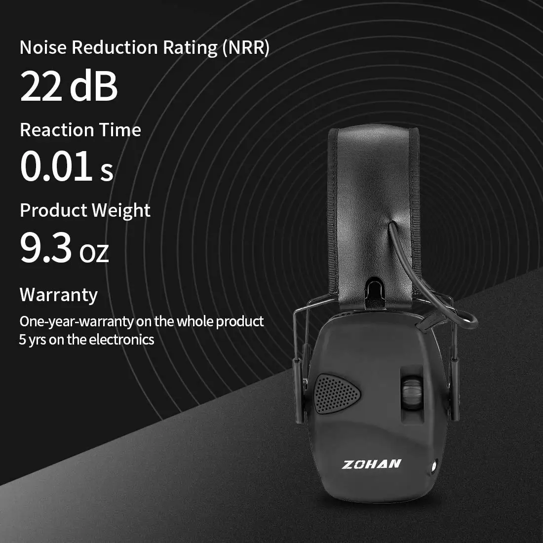 ZOHAN электронная съемка защита ушей NRR22dB Усиление звука шумоподавление ушные муфты Профессиональный охотничий защитник ушей
