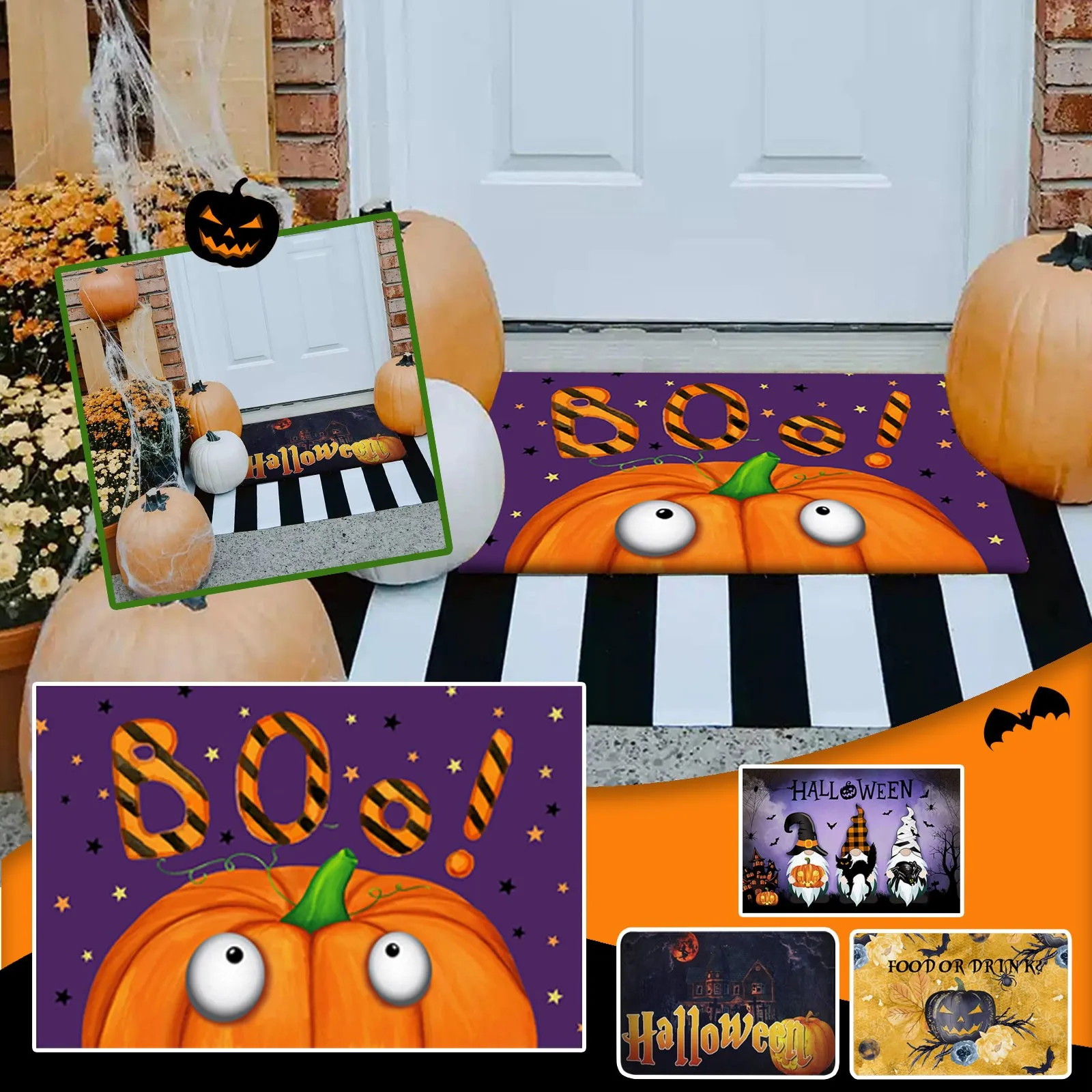 

40x6 дюймов 0 см Искусственный наружный коврик для помещений входная дверь коврик для приветствия смешная Тыква гном напечатанный напольный ...