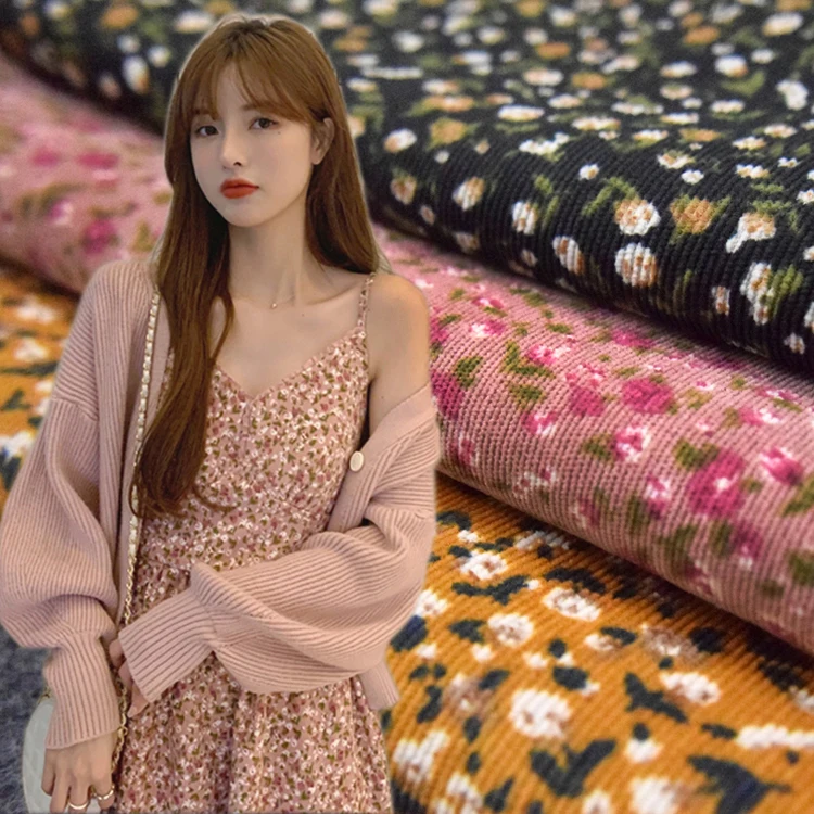 Tela de pana de 3 colores, peque&ntilde;as piezas de tela estampada, vestido de oto&ntilde;o e invierno, camisa, ropa de ni&ntilde;a, tela artesanal hecha a mano-4