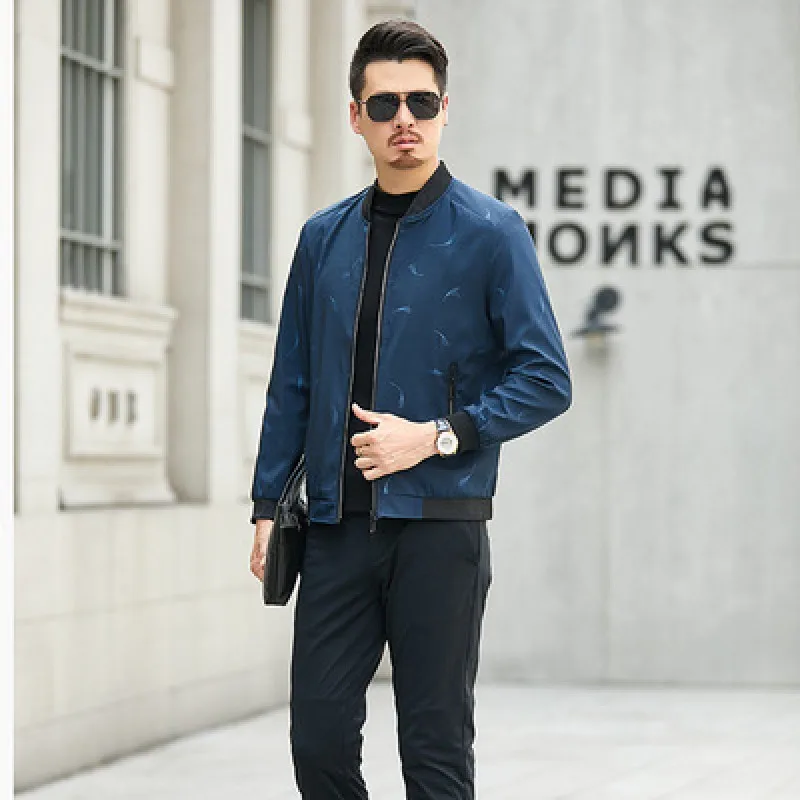 

Весна-Осень 2020, новая приталенная Мужская куртка, модная повседневная куртка с принтом, пальто с воротником-стойкой