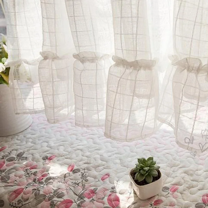 1 шт. белая короткая занавеска из вуали сетчатая кухонная прозрачная