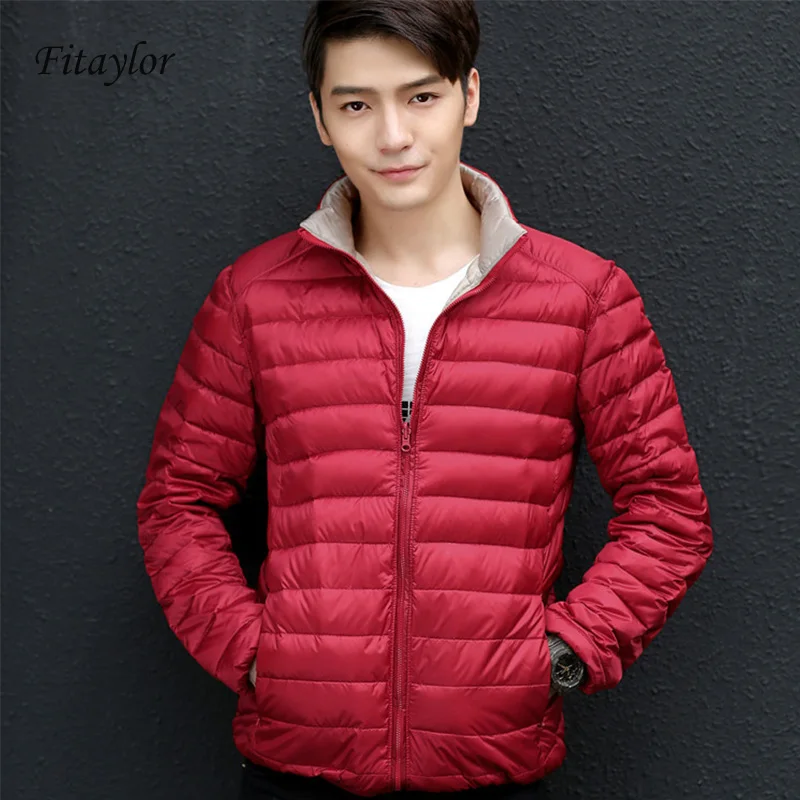 Новая светильник куртка на утином пуху Мужская зимняя двухсторонняя парка с