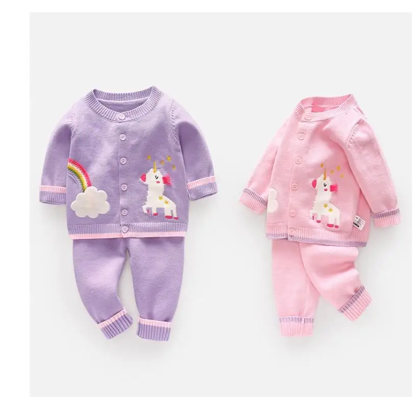 Костюм со свитером на весну и осень кардиган для новорожденных детский трикотаж