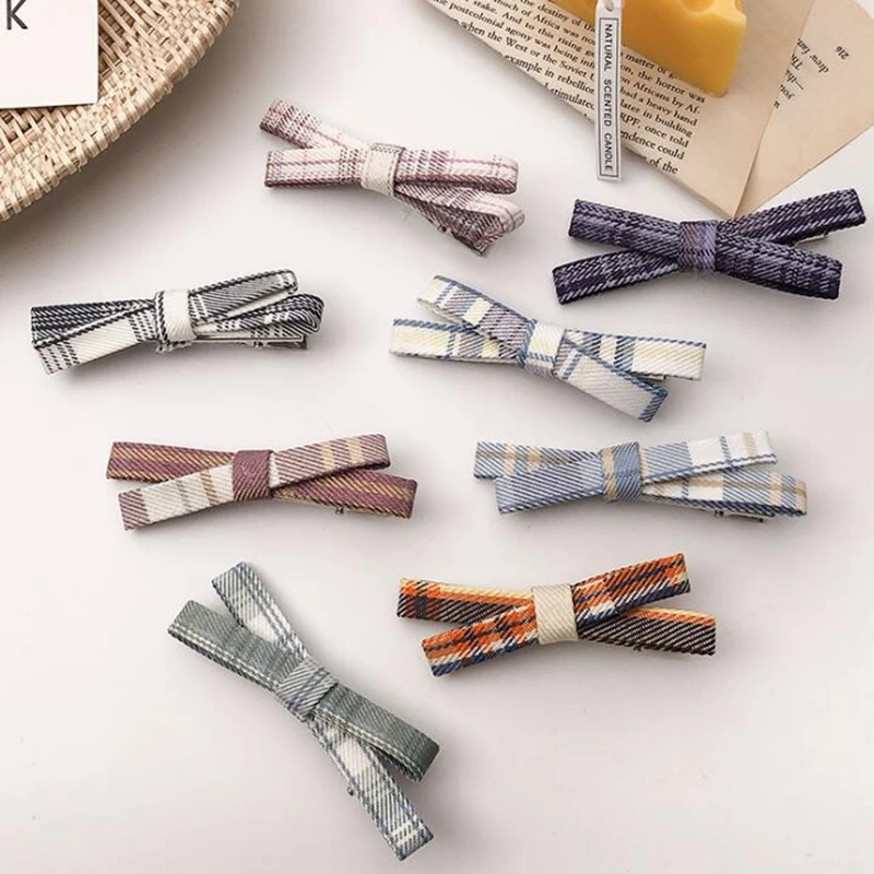 

New style plaid bow hairpin hairpin broken hair bangs hairpin fashion women's headdress hair accessories