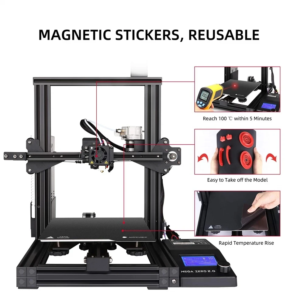 3D-принтер ANYCUBIC FDM Mega Zero 2 0 3D-печать с горячей платформой полностью металлический