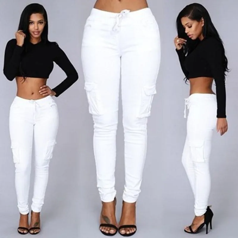 

2020 Large Size White Pants Joggers Women Plus Size High Waist Jogger Pants Women Ladies Trousers Military Pants Women