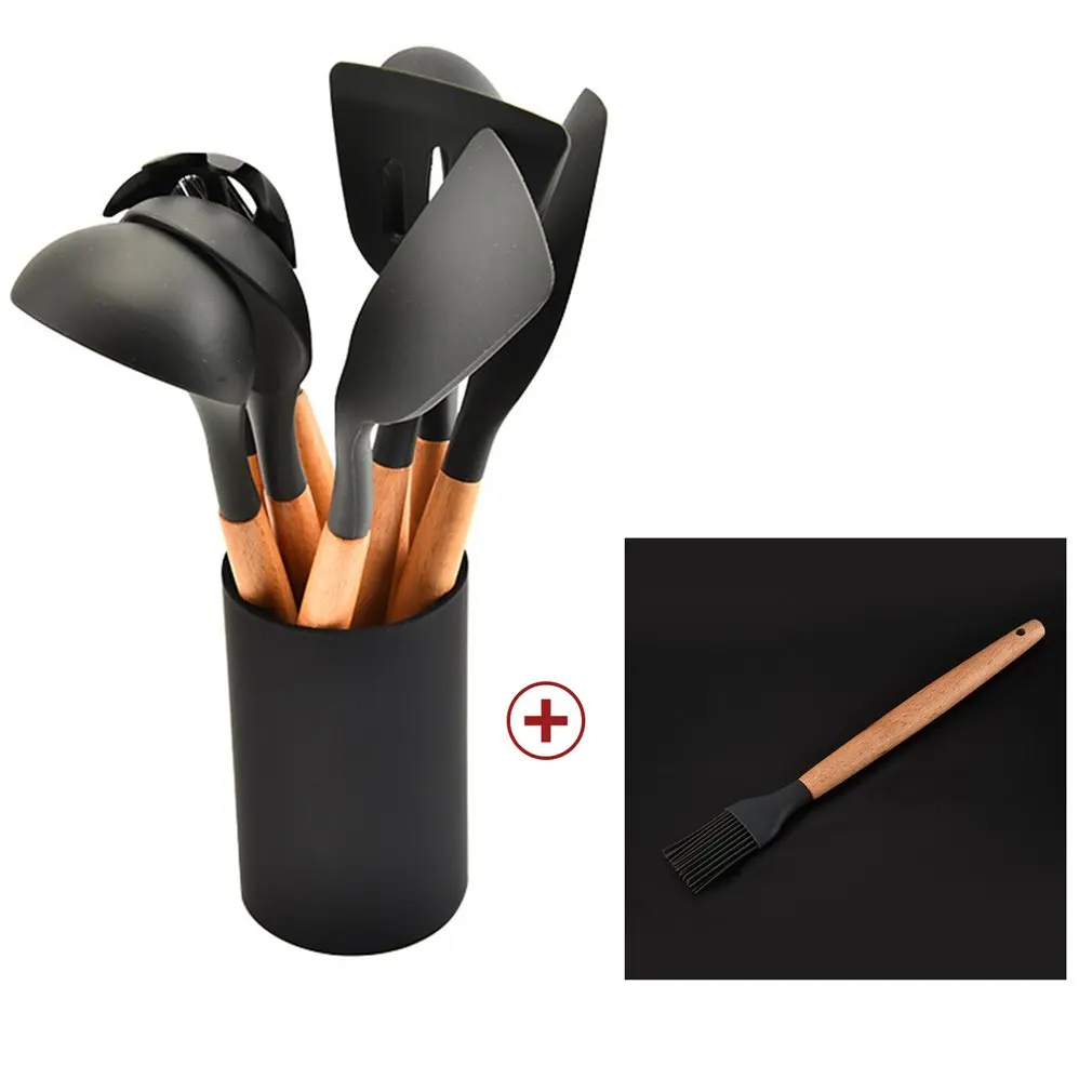 

Silicone Wooden Handle Kitchen tool Non-stick Spatula Tool Set Cooking Utensils Kitchen tool