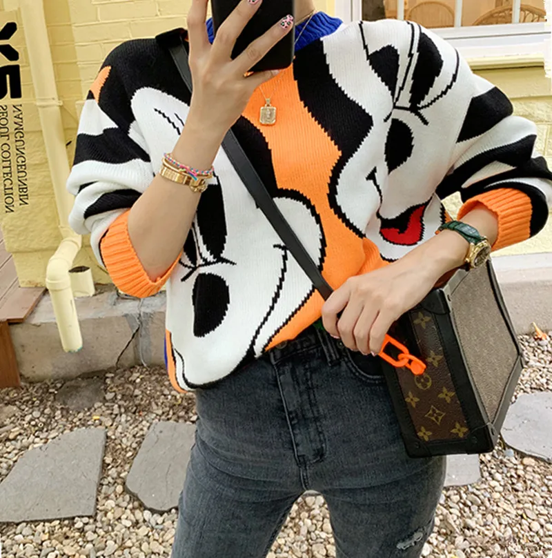 Женский свободный свитер GRUIICEEN трикотажный пуловер с круглым вырезом 4 цвета