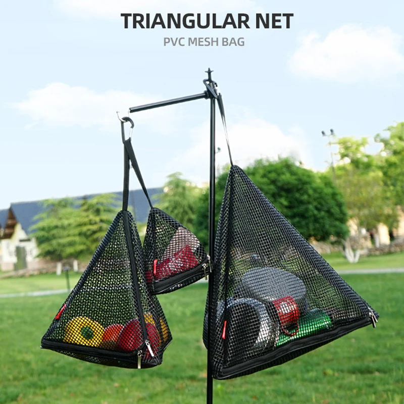 

Outdoor Drying Net Bag PVC Triangle Foldable Grid Drain Breathable with Hook