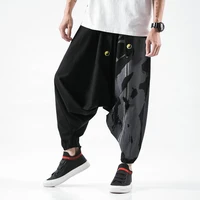 new mens style cross pants harajuku harem pants male loose cotton linen sweatpant mens casual streetwear large size m 5xl