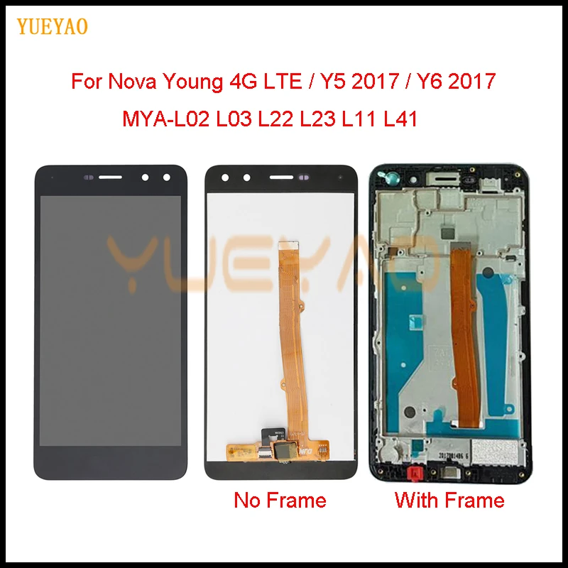 Для HUAWEI Nova Young 4G LTE / Y6 2017 Y5 ЖК-дисплей сенсорный экран с рамкой для MYA-U29 MYA L11 L22 L41 U29 L02