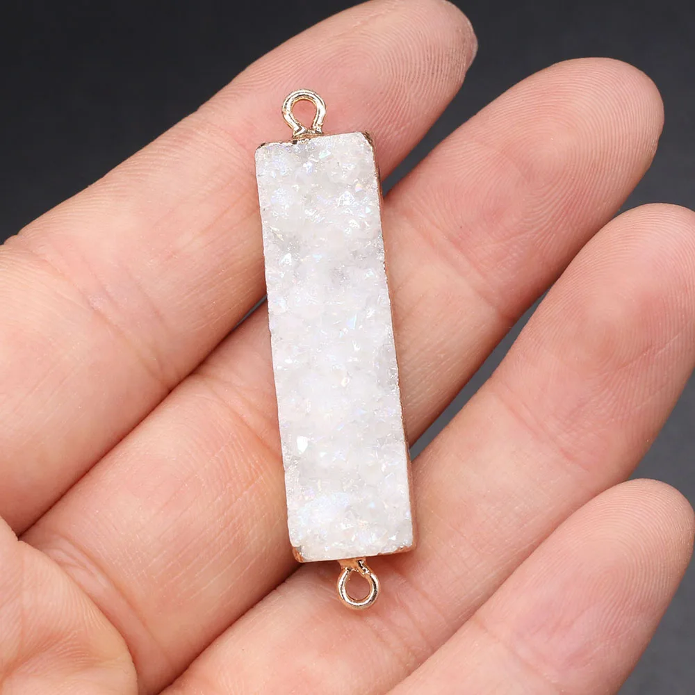 Подвески из натурального камня длинная полоса Кристальный бутон позолоченный