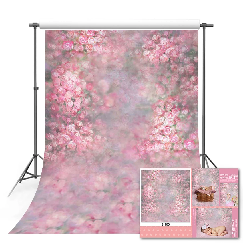

Mehofond Pink Flower Painting Floral Photographic Background Vintage Newborn Portrait Wedding Photography Backdrops Photo Studio