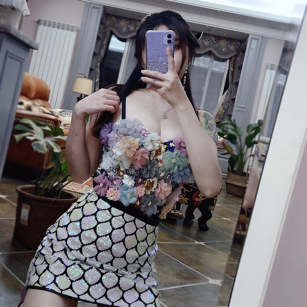 Пикантные 3d Цветы Топ Yk2 одежда Феи гранж Корсет фестиваль наряд ночной клуб для