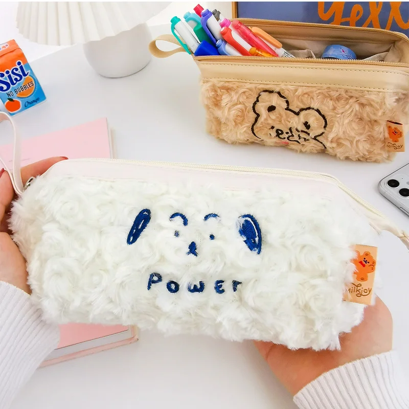 Милый плюшевый чехол для карандашей в форме животного стильная Студенческая
