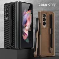removable pen slot case for samsung galaxy z fold 3 case with pen holder leather cover for samsung z fold3 5g