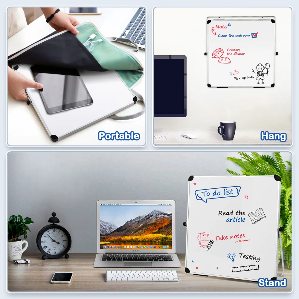 

Homemaxs 12 x 12 in Dry Erase Board Double Sided Desktop Standing White Board Tabletop Message Board Reminder for School Home Of