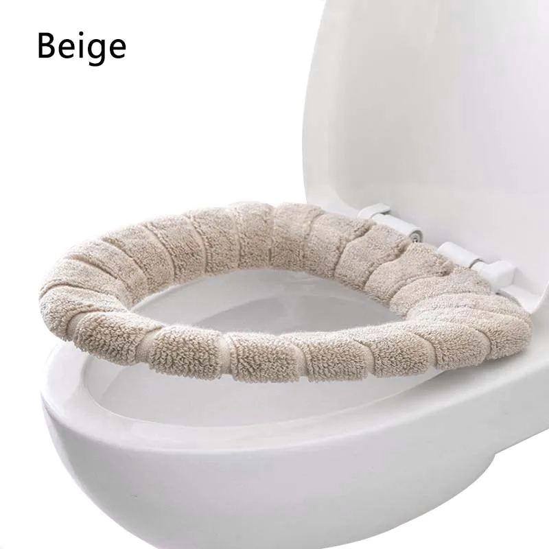 Beige Чехол на сиденье для унитаза для ванной комнаты моющийся Мягкий теплый коврик для домашнего декора чехол на сиденье для унитаза набор для унитаза чехол на сиденье для унитаза - Цвет: Beige