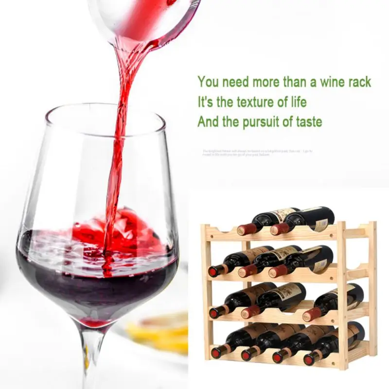 

Wine Racks, 3 Tier Natural Bamboo Wine Bottle Holder, 12-Bottle Wine Storage Shelf For Countertop, Kitchen, Dinging Room, Pantry