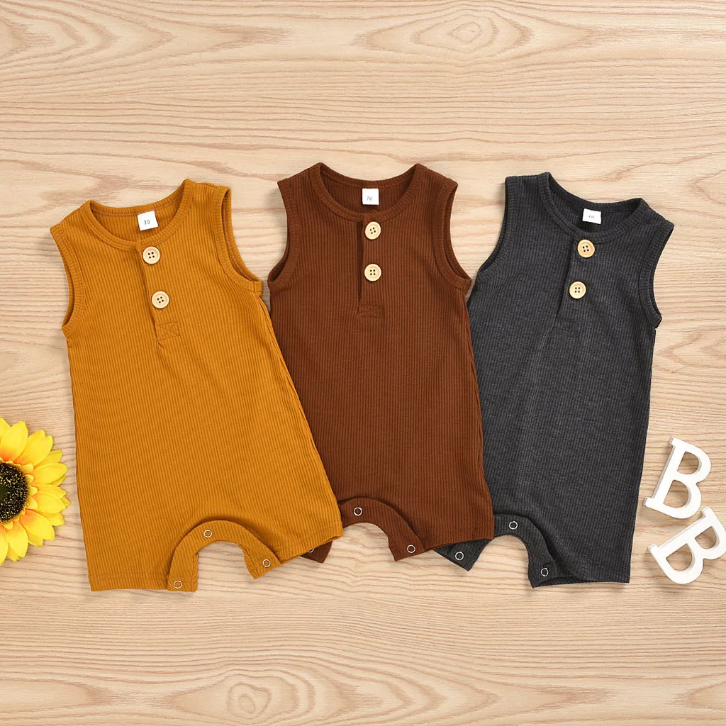 Комбинезон без рукавов для маленьких девочек однотонные Комбинезоны на