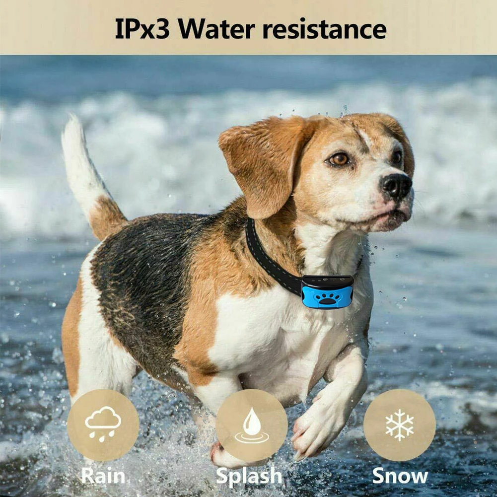 

Anti Bark Collar Smart Adjustable Sound Vibration Waterproof 7 Level With Indicate Light No Shock USB Rechargeable Dog Training