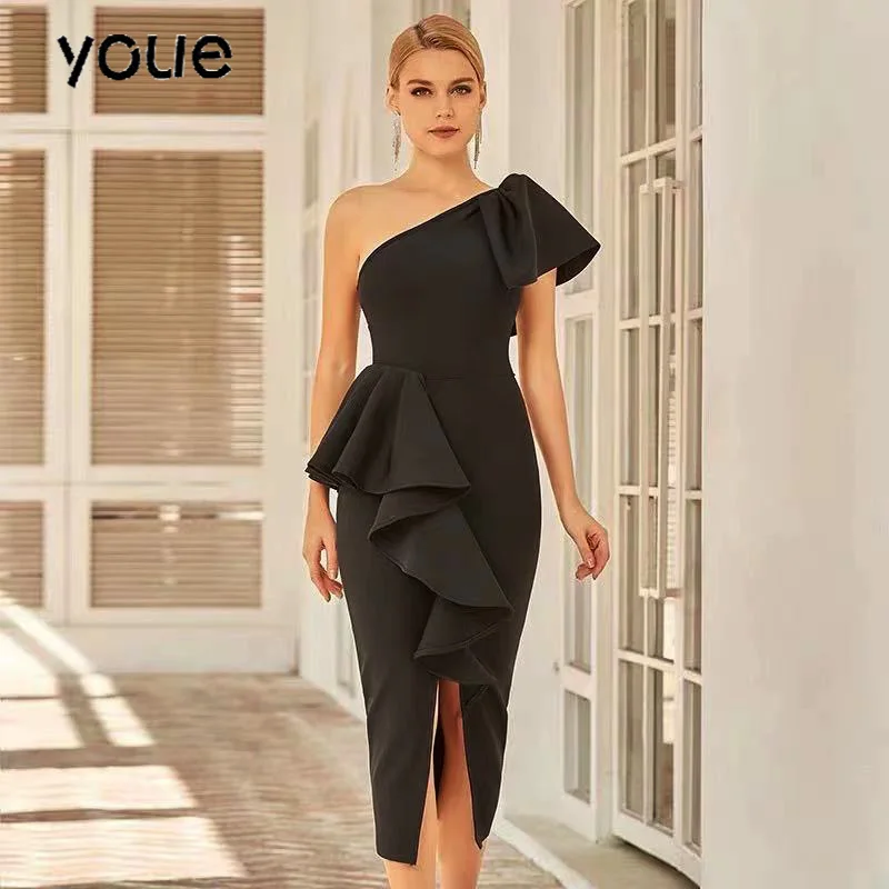 

Sexy Off Shoulder Party Dress Women Summer Diagonal High Waist Irregular Ruffle Bodycon Vestidos Female Casual Red