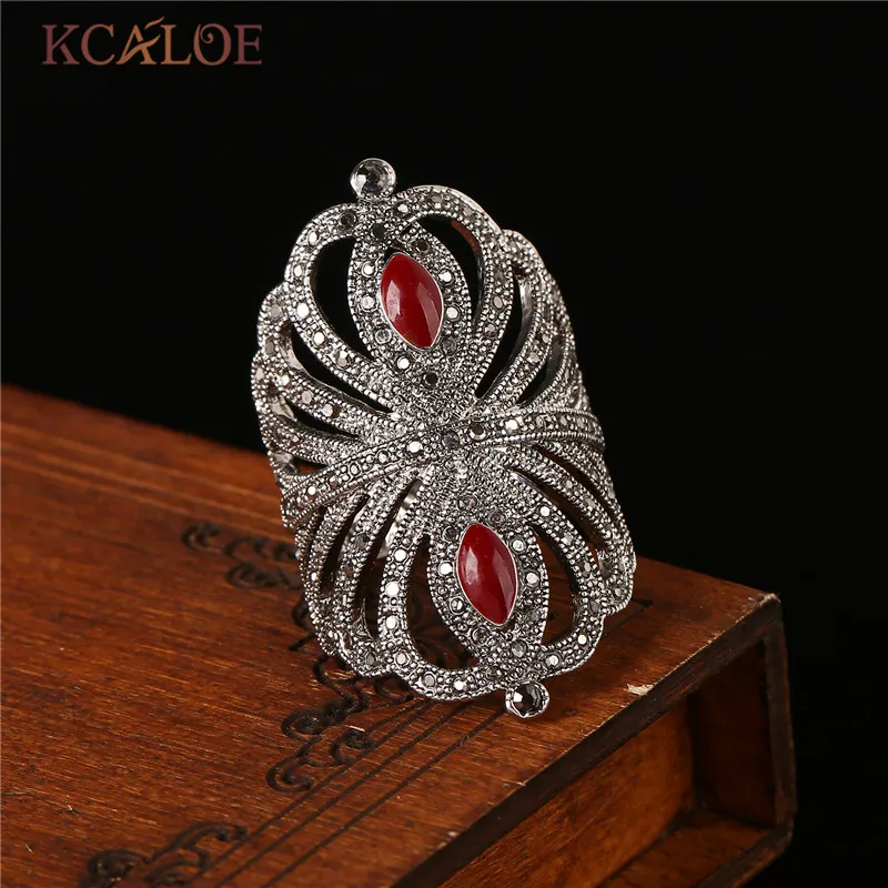 Женские винтажные кольца KCALOE из искусственного камня Красного/зеленого/черного