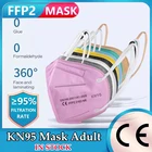 Маски для взрослых KN95, многоразовая черная маска для рта, 5 слоев, респиратор N95, сертифицированные маски Kn95