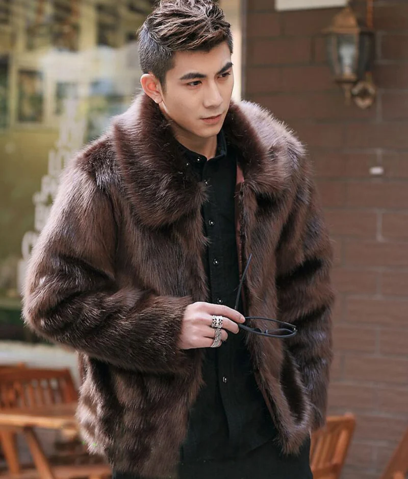 Куртка мужская зимняя из искусственного меха искусственный Лисий мех с