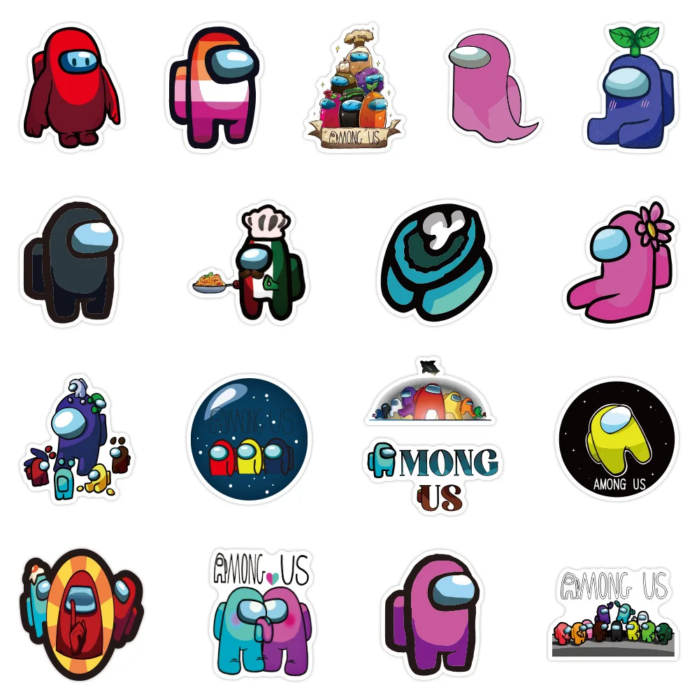 

50 pcs/bag among us hot sale game sticker PVC waterproof cute kid gift suitcase car skateboard computer mobile phone decal DIY