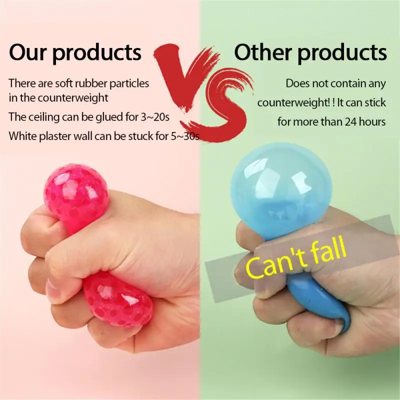 

Mini Ceiling Fluorescent Sticky Wall Ball Ceiling Ball Sucker Sticky Wall Target Ball Kids Toy Adult Decompression Toy Gift Hot