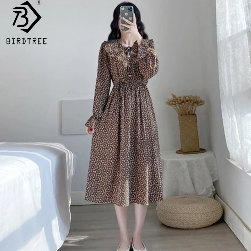 2020 весеннее женское шифоновое платье с принтом и воротником в стиле Питера Пэна